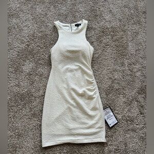 Express Cream Textured Mini Sheath Dress